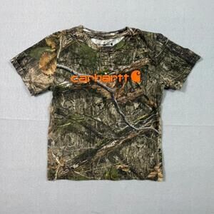 Carhartt Youth Camo T Shirt Orange Logo Hunting Realtree Mossy Oak Kids 5